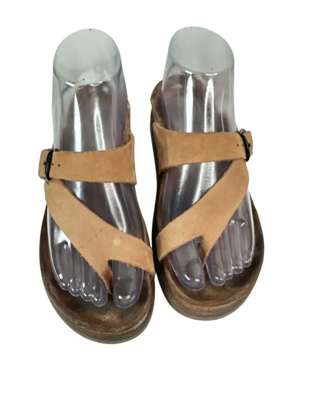Mephisto Helen Sandals Beige Suede Cork Comfort Walking Travel Euro 36